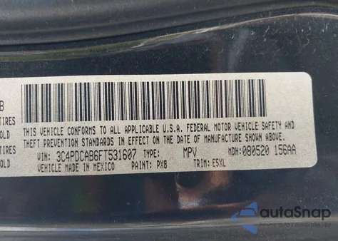 2015 Dodge Journey Se z USA, uszkodzony, nr VIN 3C4PDCAB6FT531607